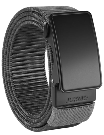 HOTJUKMO Men's 1.5" Nylon Ratchet Casual Belt for Jeans | Web Click Belt with Slide Buckle, No Holes Adjustable Trim to Fit , Gift Box