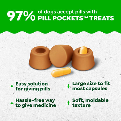 HOTGreenies Pill Pockets Large Size Dog Treats, Peanut Butter, 15.8 oz | Vet-recommended, capsule size, low calorie, odor masking, stress- and mess-free medication experience