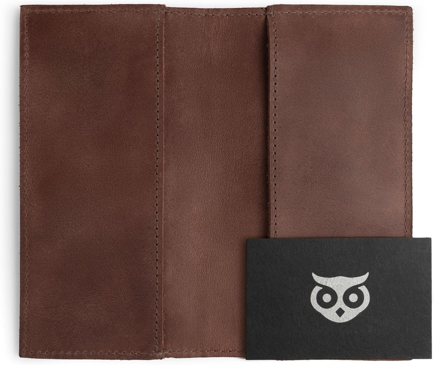 HOTHide & Drink, Checkbook Cover, Minimalist Organizer for Personal or Business Finances, Bill Holder, Full Grain Leather, Handmade, Bourbon Brown