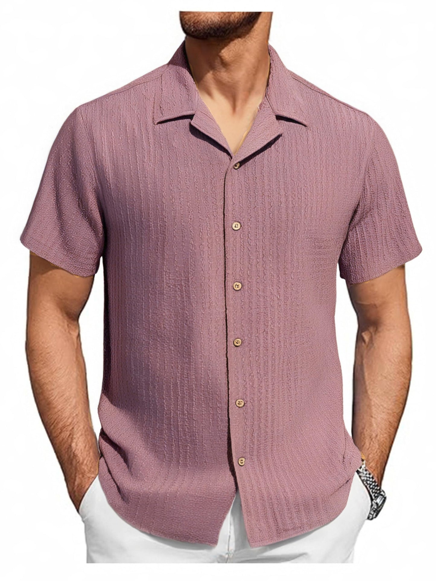 HOTDamipow Mens Casual Button Down Shirts Short Sleeve Fashion Vacation Beach Shirts