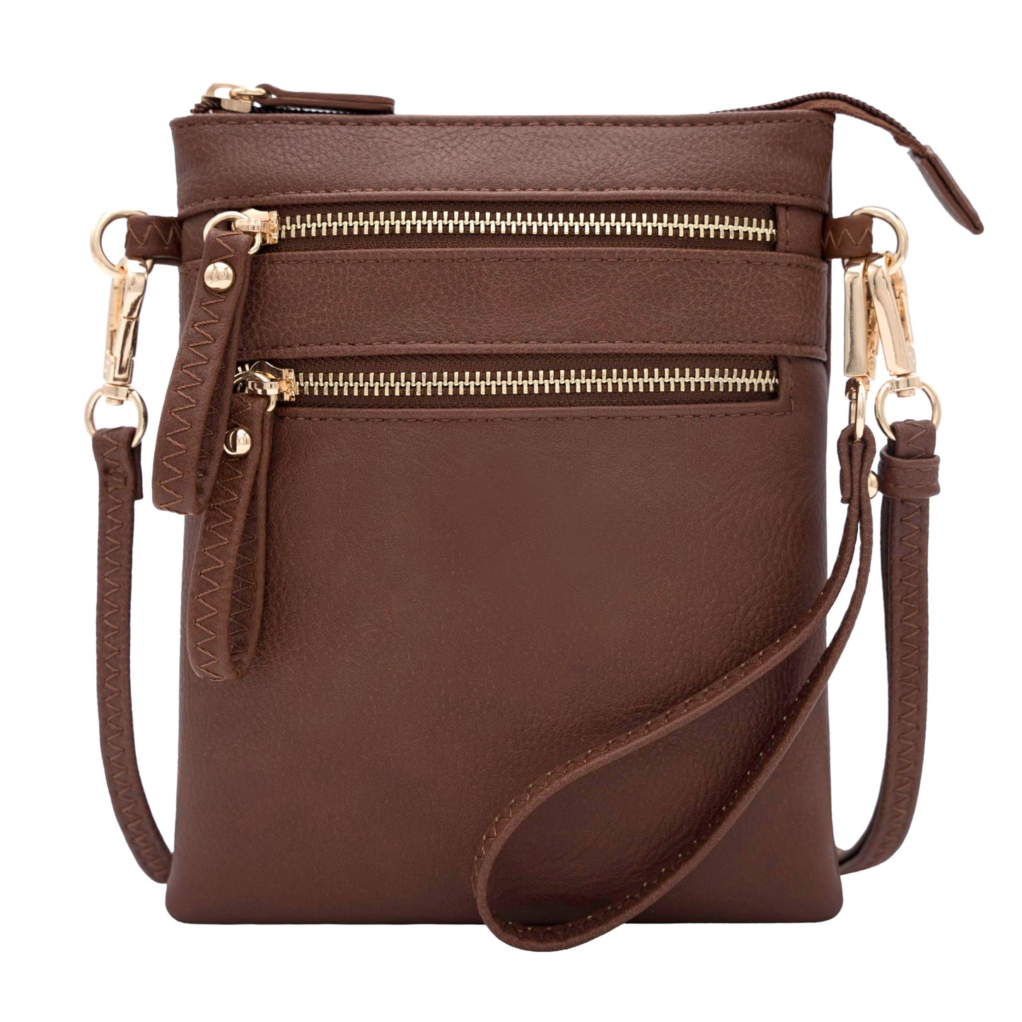 HOTSolene Small Crossbody Bag for Women, Multi Zip Pockets with Detachable Wristlet, Lightweight Travel Purse, Cell Phone Pouch