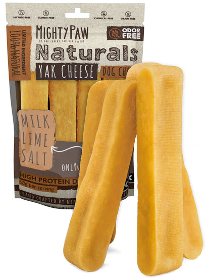 HOTMighty Paw Yak Cheese Dog Chews – All-Natural Long Lasting Hard Chew for Aggressive Chewers – High Protein, Odor-Free Dog Treat – 3 Ingredient Natural Yak Chews for Large Dogs – (4 Pack)