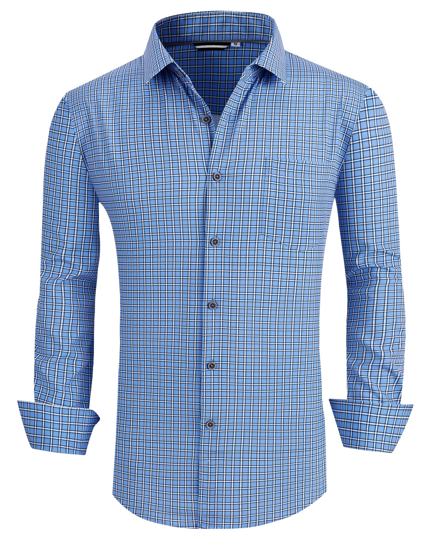 HOTAlex Vando Mens Wrinkle Free 4-Way Stretch Print Business Casual Shirt | Wrinkle resistant, Machine washable, Classic check Pattern, True-to-size cut, Business & Daily, Easy outfit pairing