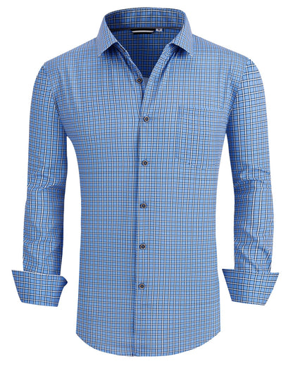 HOTAlex Vando Mens Wrinkle Free 4-Way Stretch Print Business Casual Shirt | Wrinkle resistant, Machine washable, Classic check Pattern, True-to-size cut, Business & Daily, Easy outfit pairing