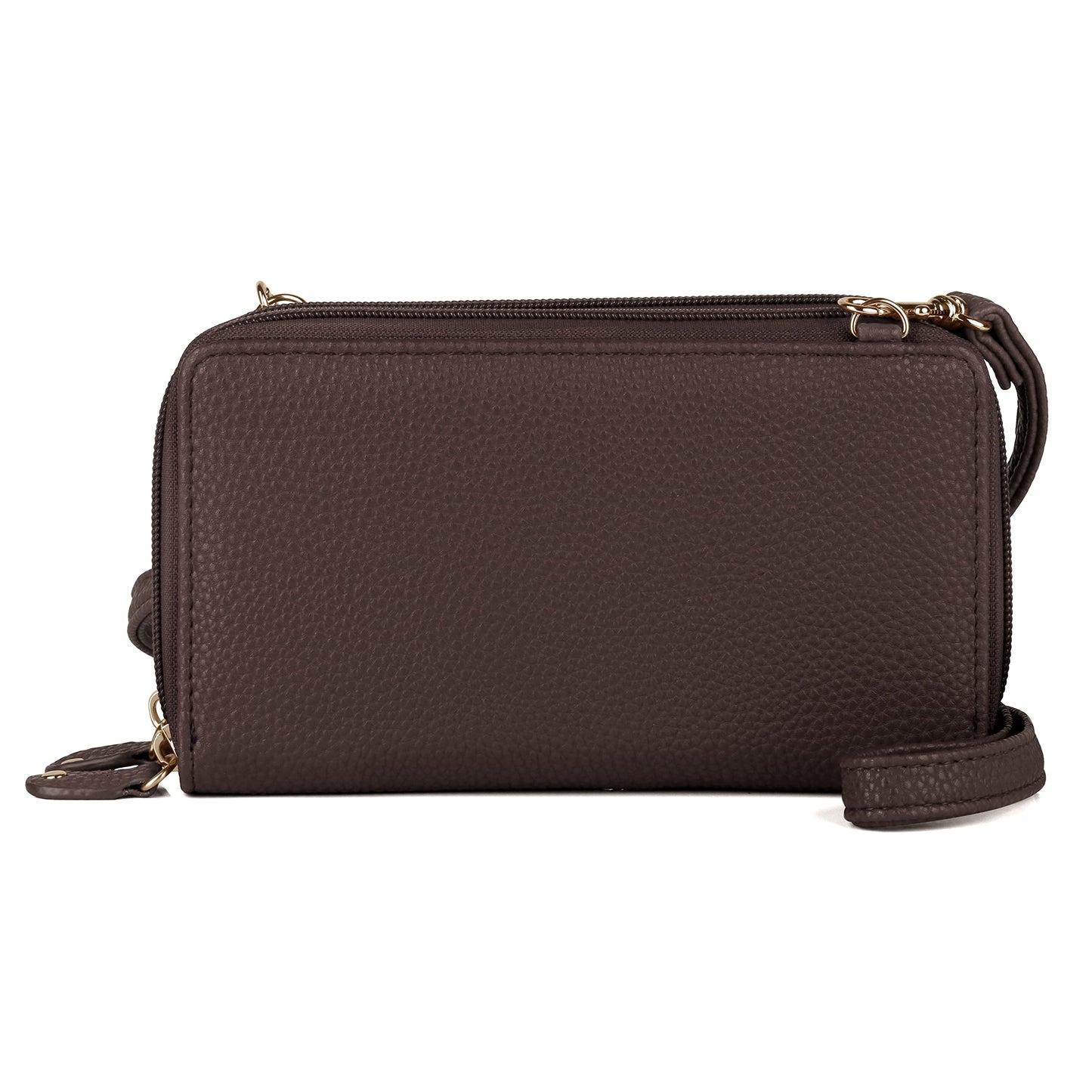 HOTJulia Buxton RFID Blocking Wallet on a String for Women - Compact Crossbody Bag with Removable Wristlet Strap, 15 Card Slots & Multiple Zip Pockets, Black