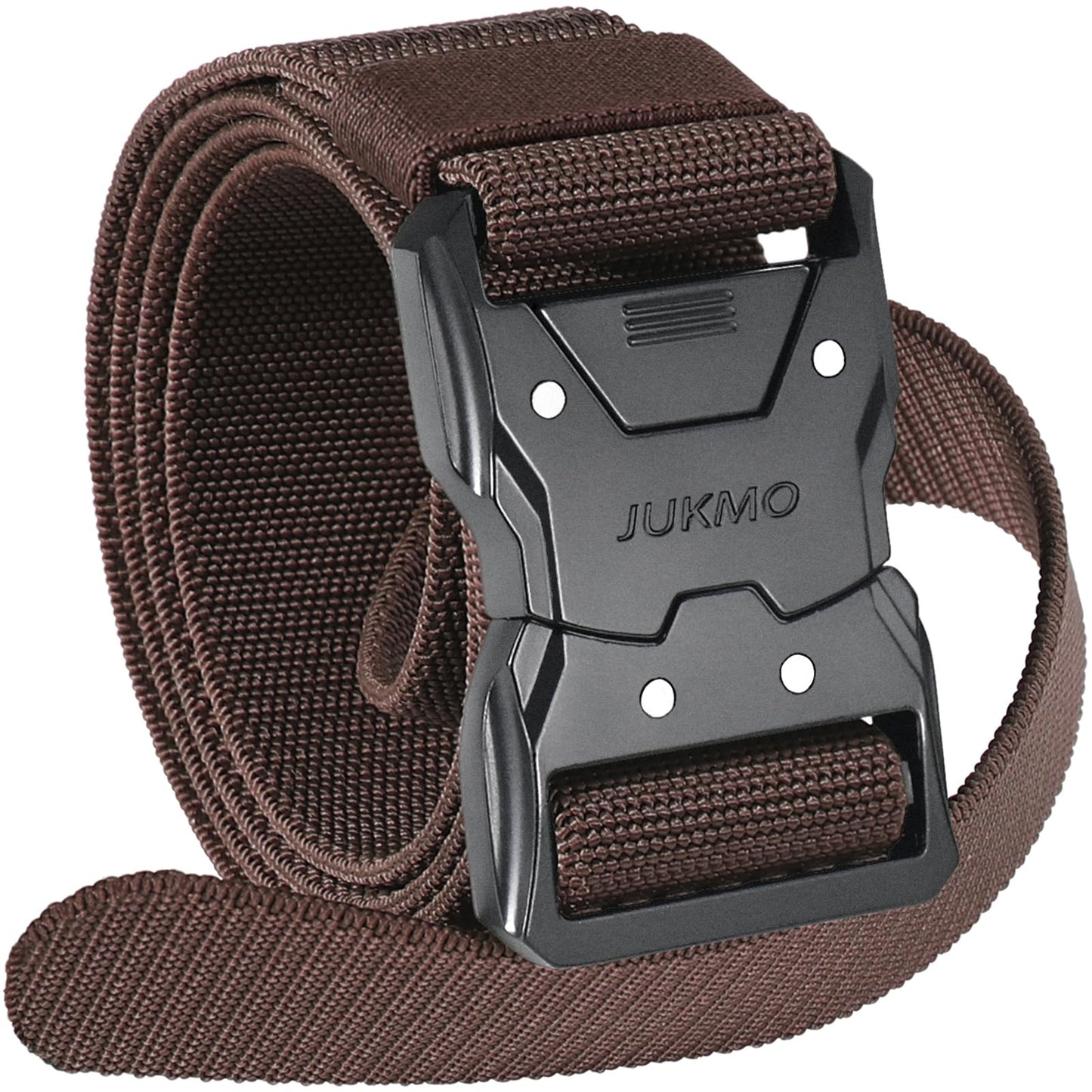 HOTJUKMO Quick Release Tactical Belt, Military Work 1.5" Nylon Web Hiking Belt | Heavy Duty Seatbelt Zinc Alloy Buckle & Stretch Belt Strap