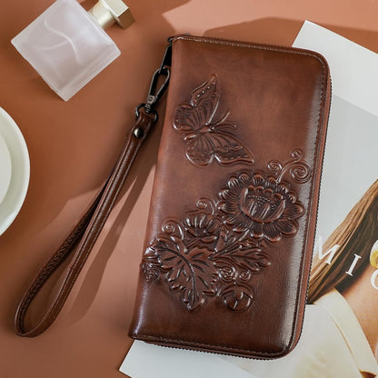 HOTWomens Wallet Rfid Embossed Vegan Leather Multi Card Slots Wallets Large Capacity Wristlet Travel Purse for Women