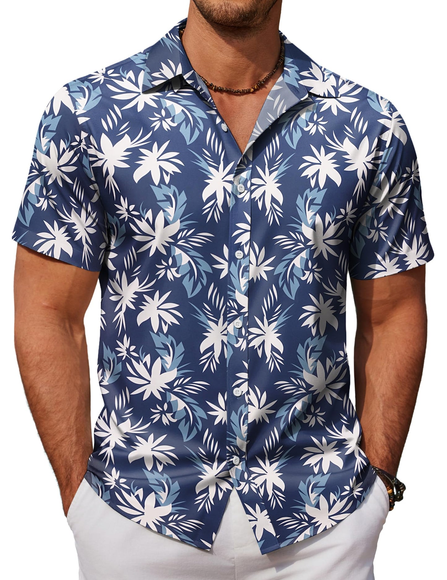 HOTCOOFANDY Mens Hawaiian Shirts Short Sleeve Button Down Aloha Shirt Casual Beach Clothes