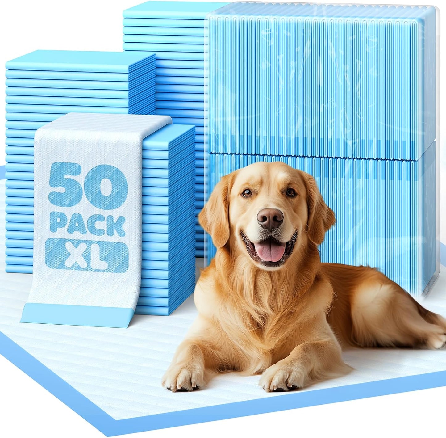 HOT50-Pack Extra Large Pee Pads - 34" x 28" Puppy Pads for Dogs with 6-Layer Leakproof Protection, Disposable and Quick-Dry Dog Pads with High Absorbency for Easy Potty Training