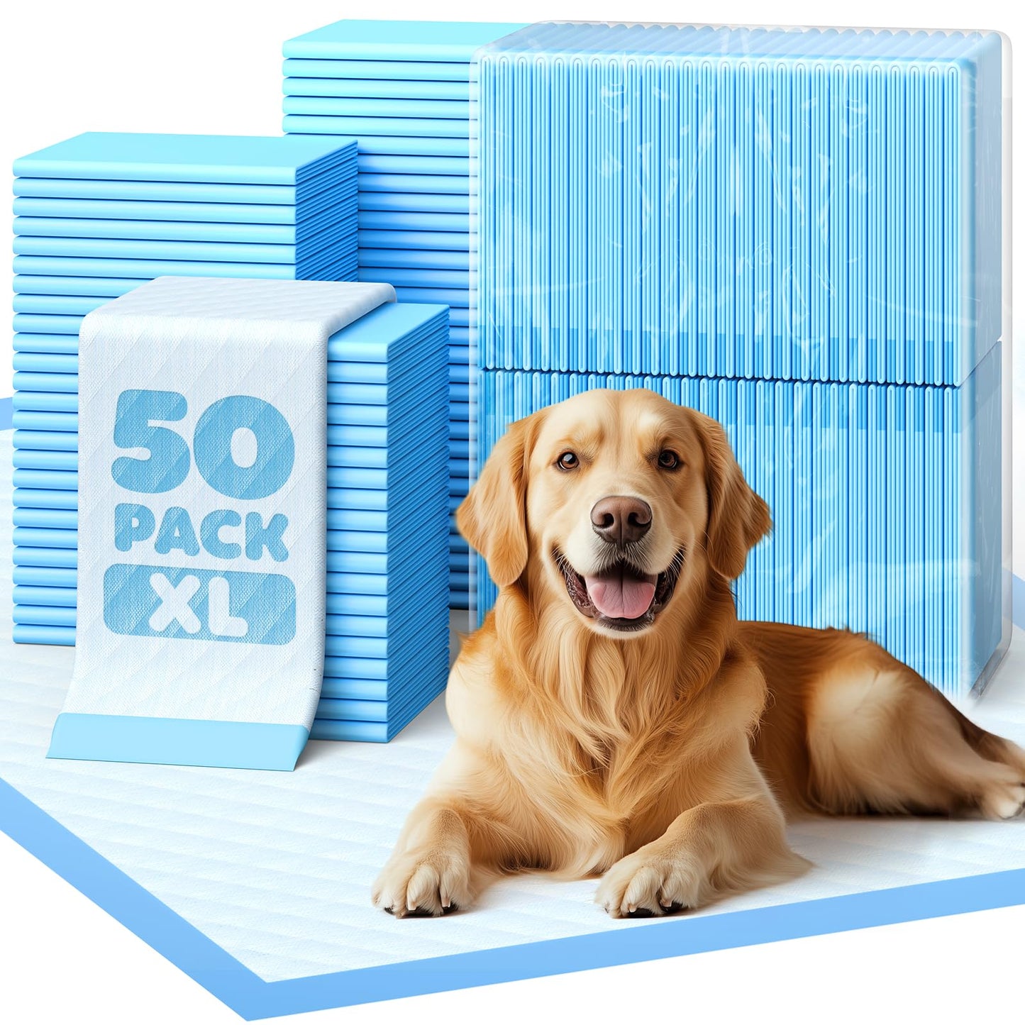 HOT50-Pack Extra Large Pee Pads - 34" x 28" Puppy Pads for Dogs with 6-Layer Leakproof Protection, Disposable and Quick-Dry Dog Pads with High Absorbency for Easy Potty Training