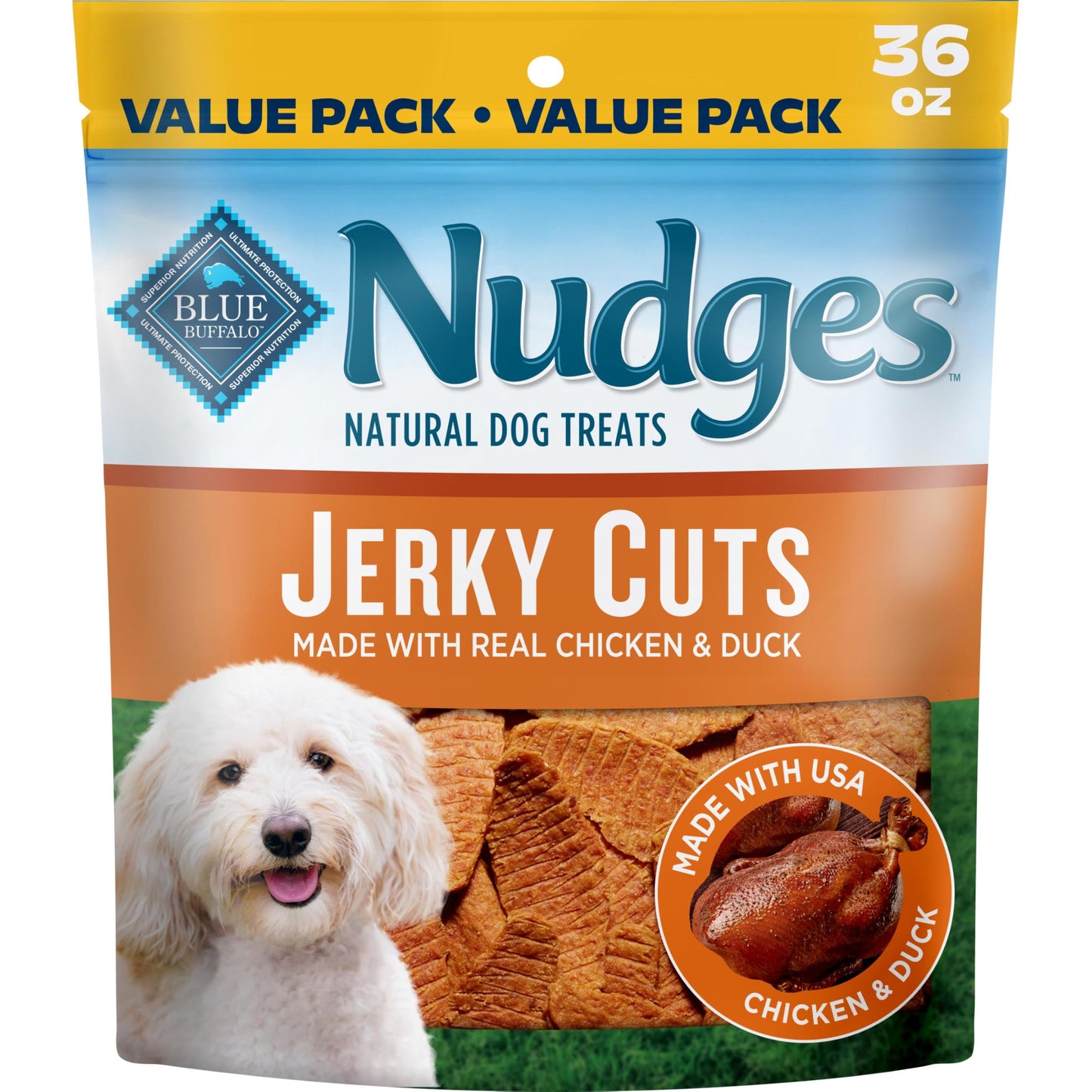 HOTBlue Buffalo Nudges Chicken Jerky Bites Natural Dog Treats, Tender & Meaty Dog Snacks, Healthy Reward or Training Treat, Made in the USA with Real Chicken, No Artificial Preservatives, 16 oz.