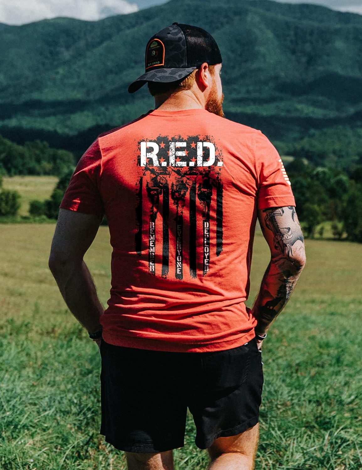 HOTNine Line Friday T-Shirt for Men, Remember Everyone Deployed Military Veteran Shirt, Patriotic American Flag USA Made | R.E.D. Friday Military Veteran Shirt, Patriotic American Flag USA Made