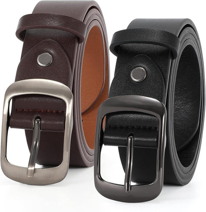 HOTVONMELLI 2 Packs Women Leather Belts for Jeans Fashion Leather Ladies Waist Belt