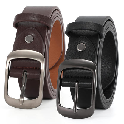 HOTVONMELLI 2 Packs Women Leather Belts for Jeans Fashion Leather Ladies Waist Belt