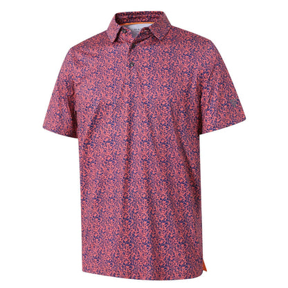 HOTGolf Shirts for Men Dry Fit Short Sleeve Print Performance Moisture Wicking Polo Shirt