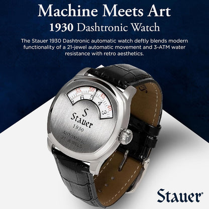 HOTStauer 1930 Dashtronic Watch Cotswold Genuine Men's Automatic Watch with Leather Band and Stainless Steel Case 21-Jewel Movement and 3-ATM Water Resistant