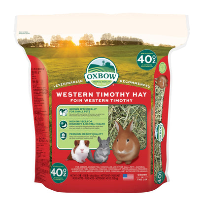 HOTOxbow Western Timothy Hay, Rabbit & Guinea Pig Hay, High Fiber, USA, 90 oz | Oxbow Timothy Hay, Bunny Hay For Rabbits, Guinea Pigs, Bunnies and Chinchillas, Hand-Sorted, De-Dusted, Made in USA