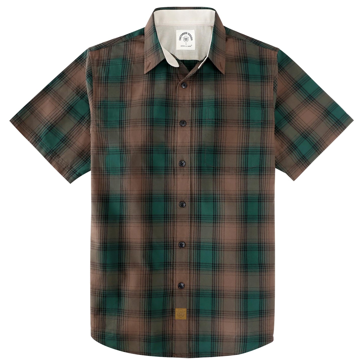 HOTDubinik® Mens Short Sleeve Button Down Shirts 100% Cotton Plaid Men's Casual Button-Down Shirts with Pocket