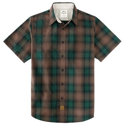 HOTDubinik® Mens Short Sleeve Button Down Shirts 100% Cotton Plaid Men's Casual Button-Down Shirts with Pocket