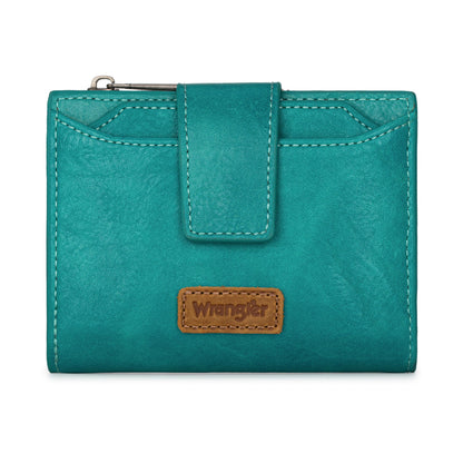 HOTMontana West X Wrangler Small Wallet Woman, Bifold RFID Blocking Wallet Leopard Print Zipper Pocket Wallets with Removable ID Window