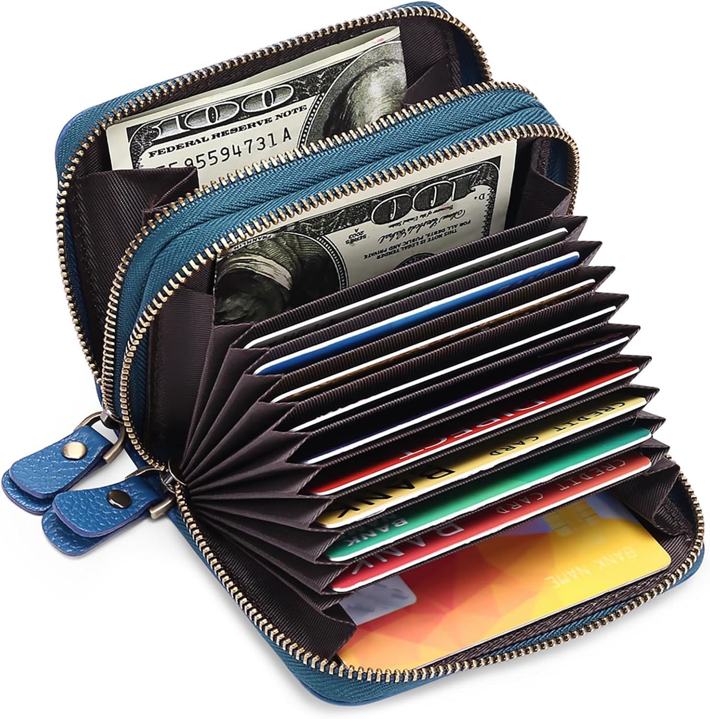 HOTGOIACII Small Genuine Leather Wallet for Women, RFID Blocking Credit Card Holder Wallet