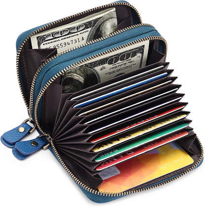HOTGOIACII Small Genuine Leather Wallet for Women, RFID Blocking Credit Card Holder Wallet