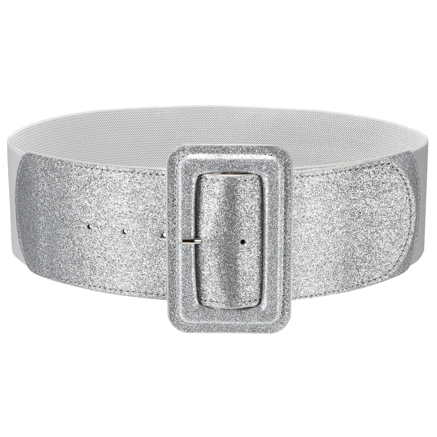 HOTJASGOOD Women Wide Stretchy Belt Vintage Elastic Waist Belt for Dresses Fashion Ladies Waist Belt with Patent Square Buckle