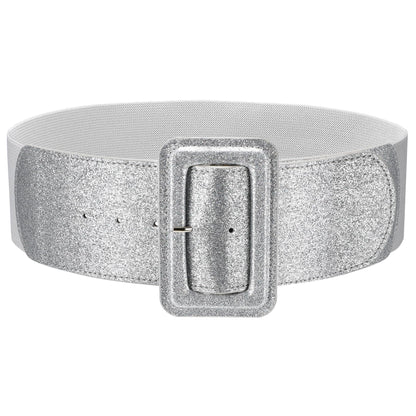 HOTJASGOOD Women Wide Stretchy Belt Vintage Elastic Waist Belt for Dresses Fashion Ladies Waist Belt with Patent Square Buckle