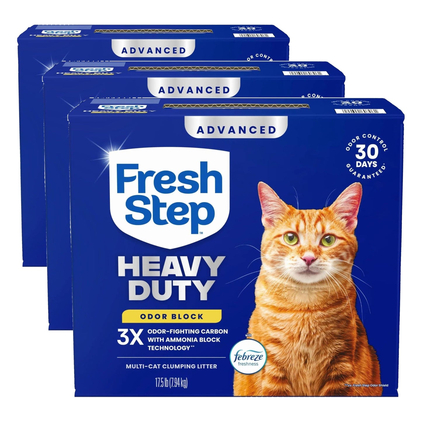 HOTFresh Step Advanced Extreme Clump Multi Cat Clumping Litter with Febreze Freshness, Mountain Spring Scent, Ammonia Block Technology, Low Dust, Low Tracking, 18.5 lb. Box, Pack of 2