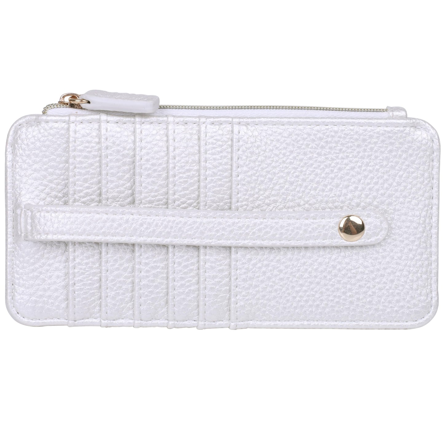 HOTJulia Buxton Vegan Leather Thin Card Case for Women with RFID Blocking, Compact Wallet with 6 Card Slots, ID Window & Zipper Pocket, Ideal Gift, Classic Sage