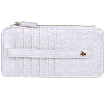 HOTJulia Buxton Vegan Leather Thin Card Case for Women with RFID Blocking, Compact Wallet with 6 Card Slots, ID Window & Zipper Pocket, Ideal Gift, Classic Sage