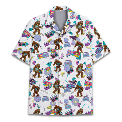 HOTTropical Bigfoot Hawaiian Shirts for Men Women, Sasquatch Summer Beach Button Down Short Sleeve