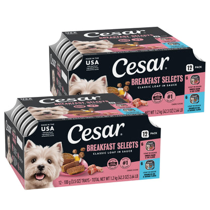 HOTCesar Wet Dog Food Classic Loaf in Sauce Grilled Chicken, Filet Mignon, Porterhouse Steak, Beef, Chicken & Liver and Turkey Variety Pack 3.5 oz. Easy Peel Trays (36 Count, Pack of 1) | Made in USA, Real meat #1 ingredient, no fillers or artificial flav