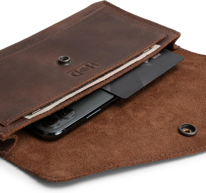 HOTHide & Drink, Full Grain Leather Large Female Wallet, Travel Organizer for Women, Vintage Money and Card Holder, Handmade, Bourbon Brown