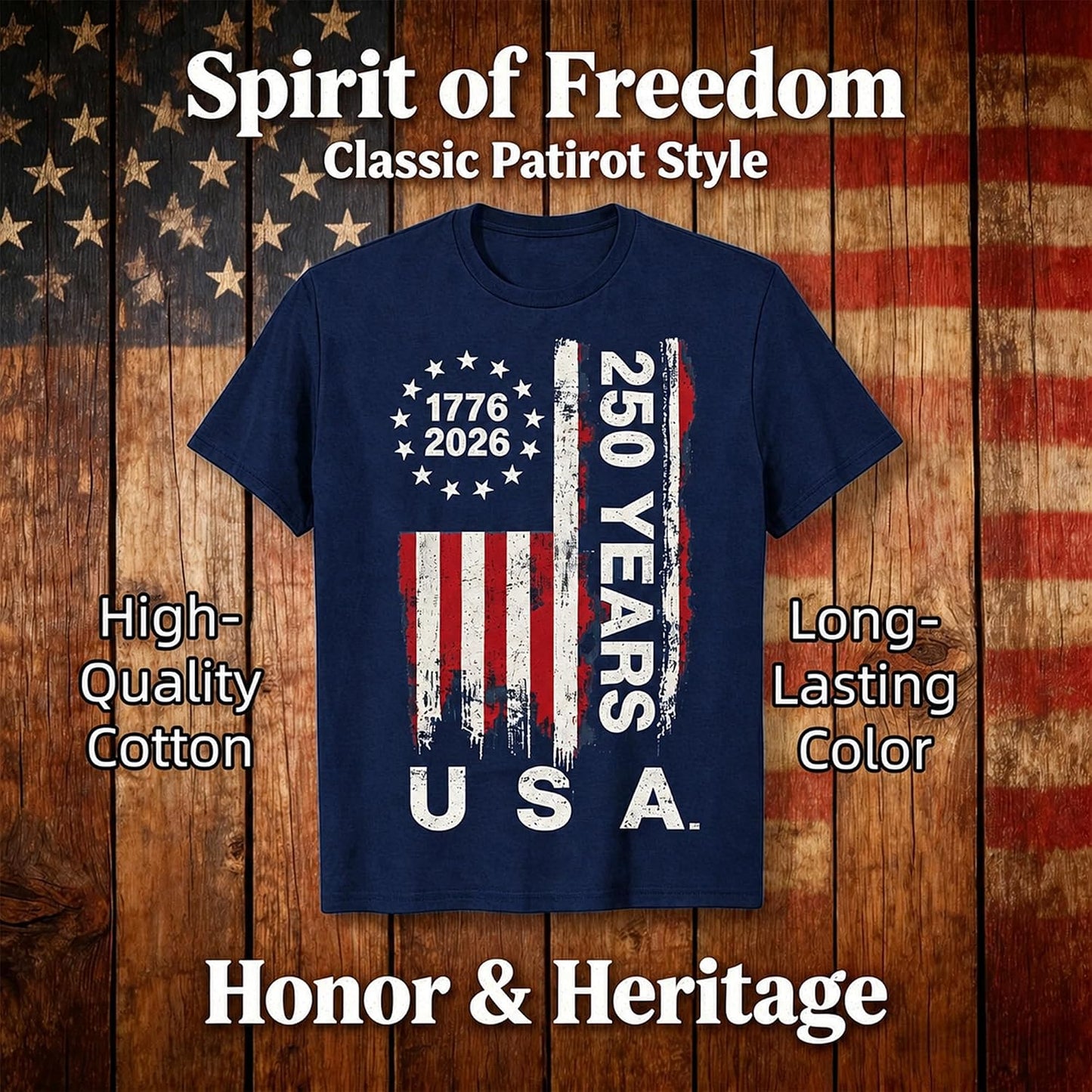 HOT250 Anniversary USA Shirts: 1776-2026 250th Birthday Patriotic American Flag T-Shirt 4th of July Shirt