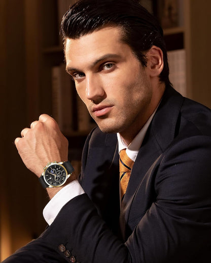 HOTBENYAR Mens Watches Analog Quartz Chronograph Waterproof Wrist Watches for Men Fashion Business Work Casual Sport Designer Dress Watch with Calendar Elegant Gifts for Men
