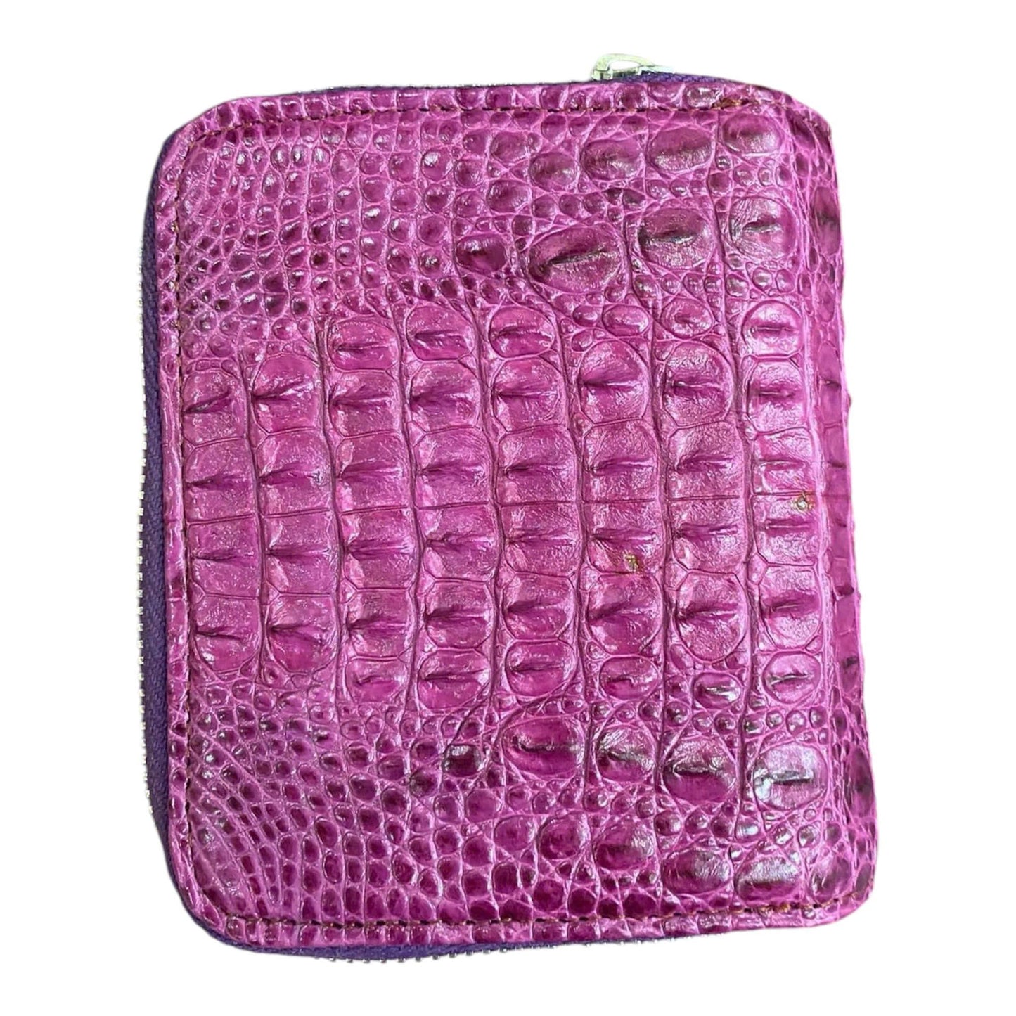 HOTGenuine Alligator Leather Minimalist Wallets Credit Card Holder for women's (Red)