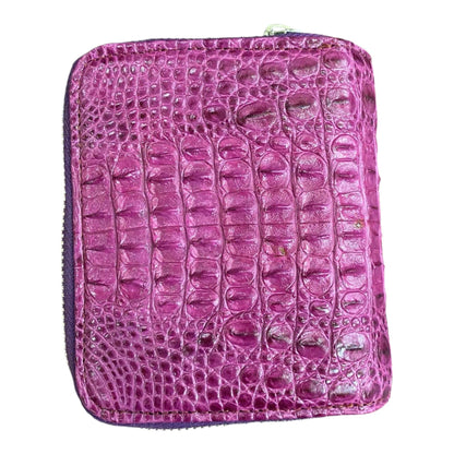 HOTGenuine Alligator Leather Minimalist Wallets Credit Card Holder for women's (Red)