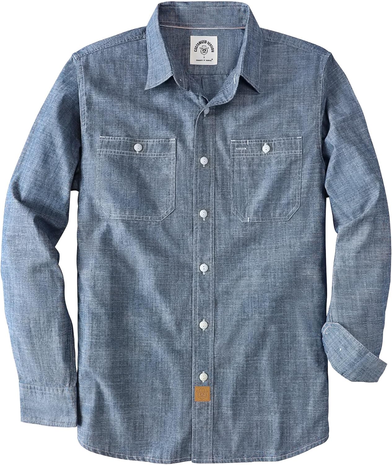HOTDubinik® Chambray Shirt Men Cotton Mens Long Sleeve Button Down Shirts | Lightweight, Soft, Comfortable, Casual, Work, Breathable, 2 Pockets, Regular Fit, Vintage, Spring, Summer, Fall, Winter