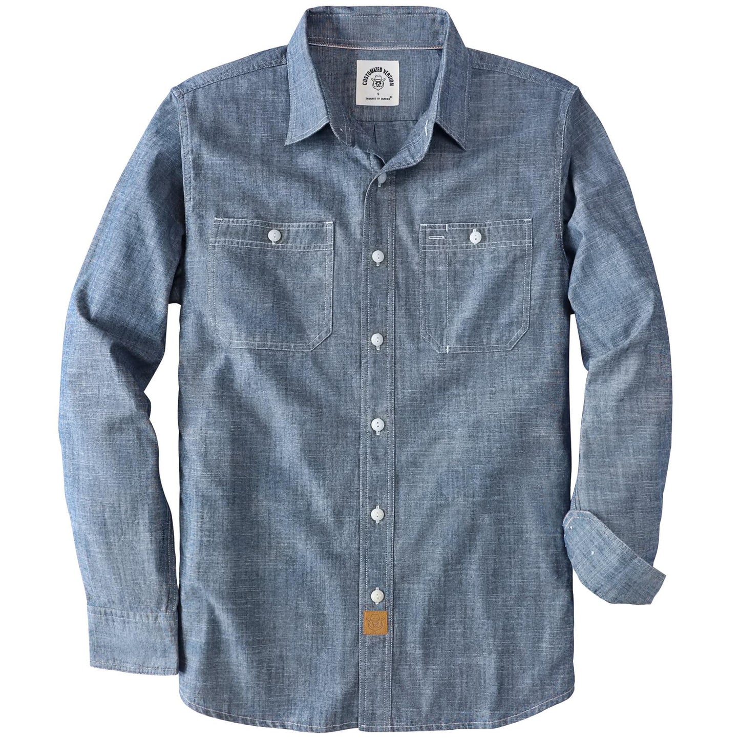 HOTDubinik® Chambray Shirt Men Cotton Mens Long Sleeve Button Down Shirts | Lightweight, Soft, Comfortable, Casual, Work, Breathable, 2 Pockets, Regular Fit, Vintage, Spring, Summer, Fall, Winter
