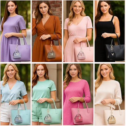 HOTLiliaafar 8 Pcs Mini Coin Purse Keychain for Women Mini Pouch Cute PU Leather Makeup Bag with Keychain Multi Pocket Card Holder (8 Colors)