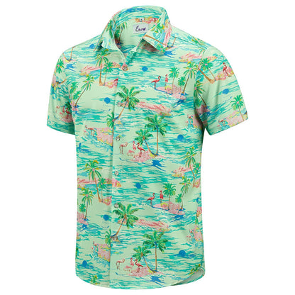 HOTEUOW Men's Hawaiian Shirt Short Sleeve Printed Button Down Beach Shirts