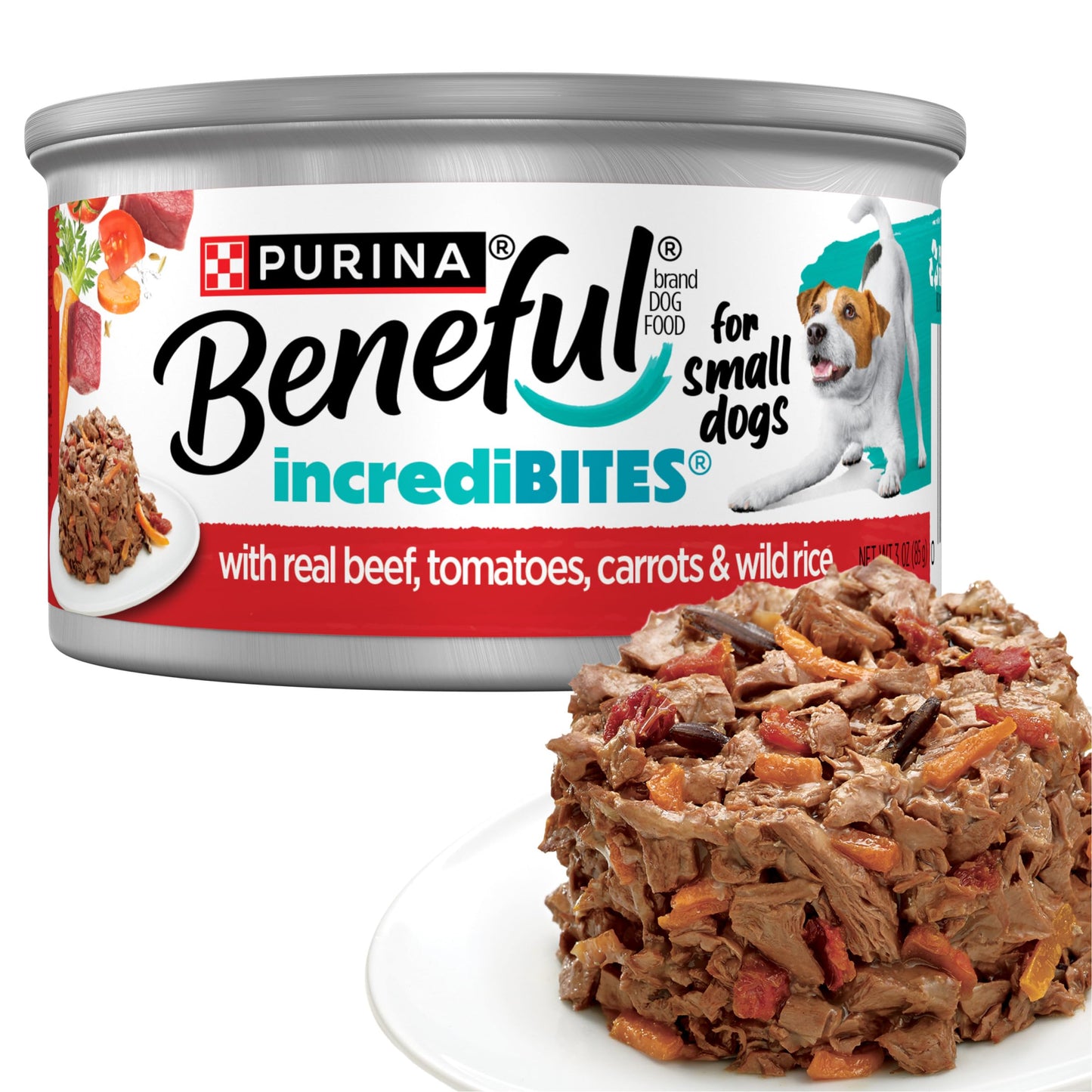 HOTBeneful Purina Small Breed Wet Dog Food Variety Pack, IncrediBites With Real Beef, Chicken and Salmon - (Pack of 30) 3 Oz. Cans