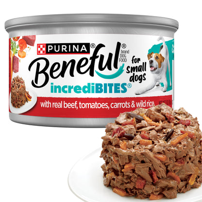 HOTBeneful Purina Small Breed Wet Dog Food Variety Pack, IncrediBites With Real Beef, Chicken and Salmon - (Pack of 30) 3 Oz. Cans