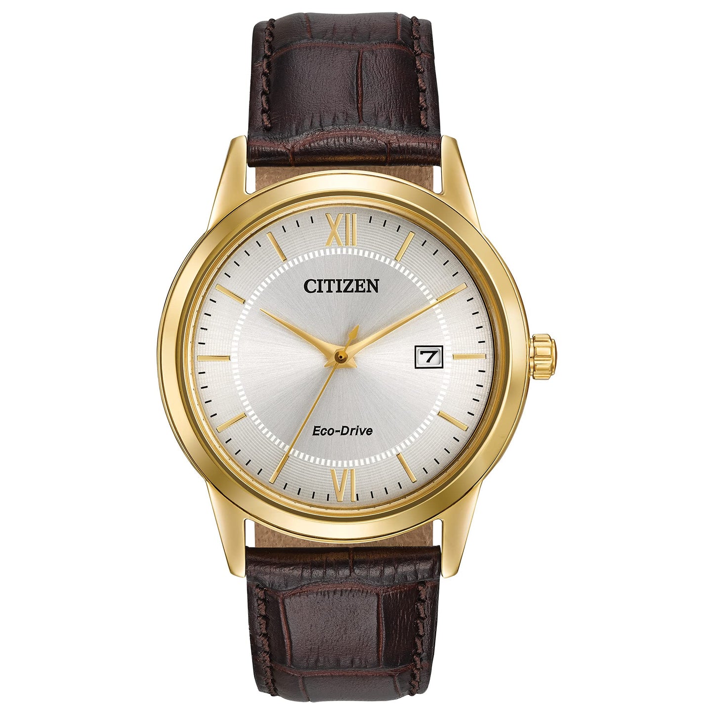HOTCitizen Men's Classic Eco-Drive Leather Strap Watch, 3-Hand Date