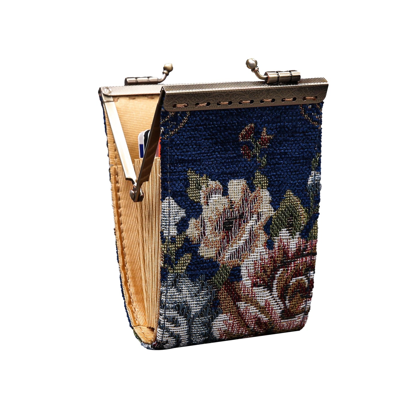 HOTAngelina's Palace Carpet Wallet Vintage Kiss Lock ID Pouch,Clasp Card Holder