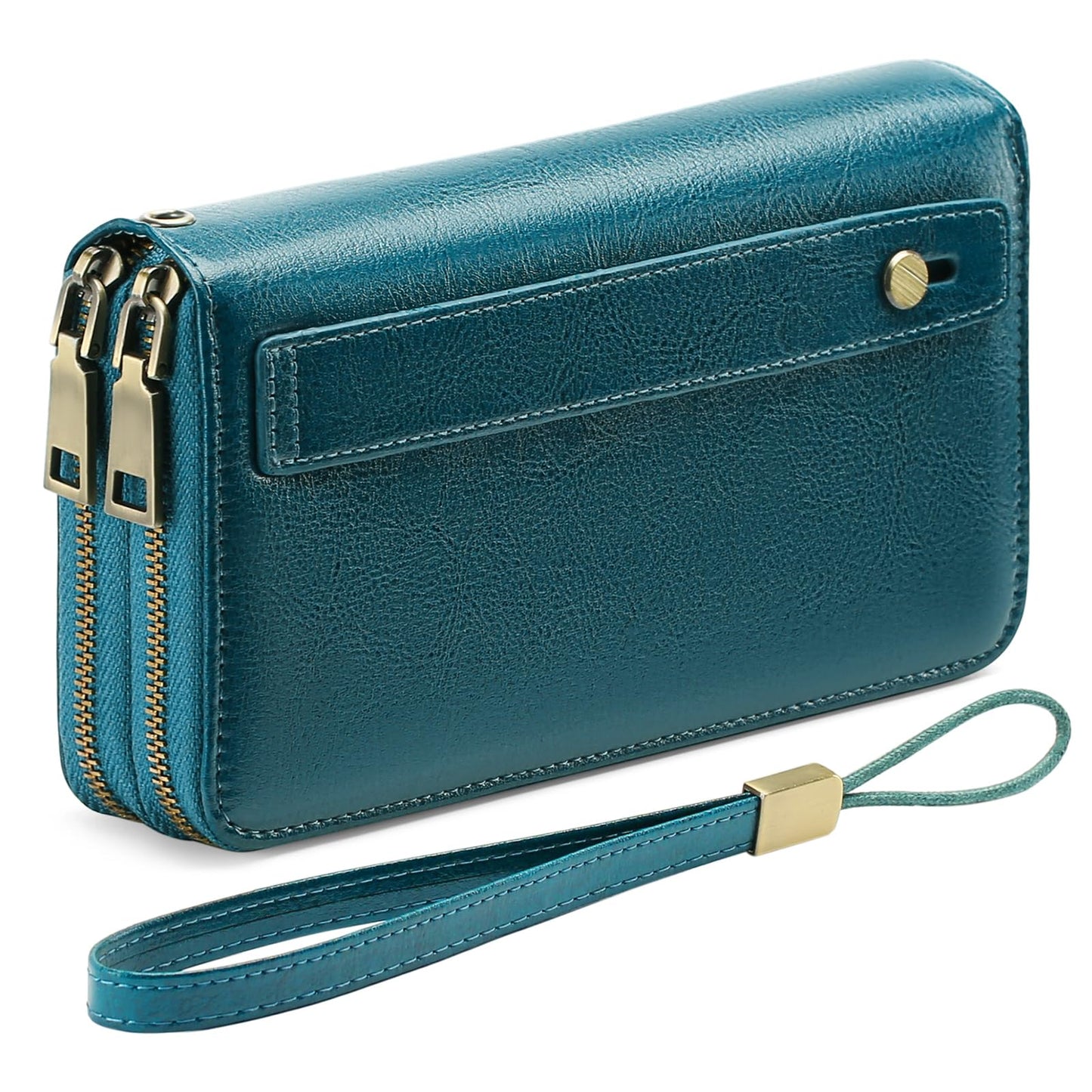 HOTGAEKEAO Wallet for Women Clutch RFID Blocking Wristlet Leather Purse Large Capacity Credit Card Holder with Grip Hand Strap