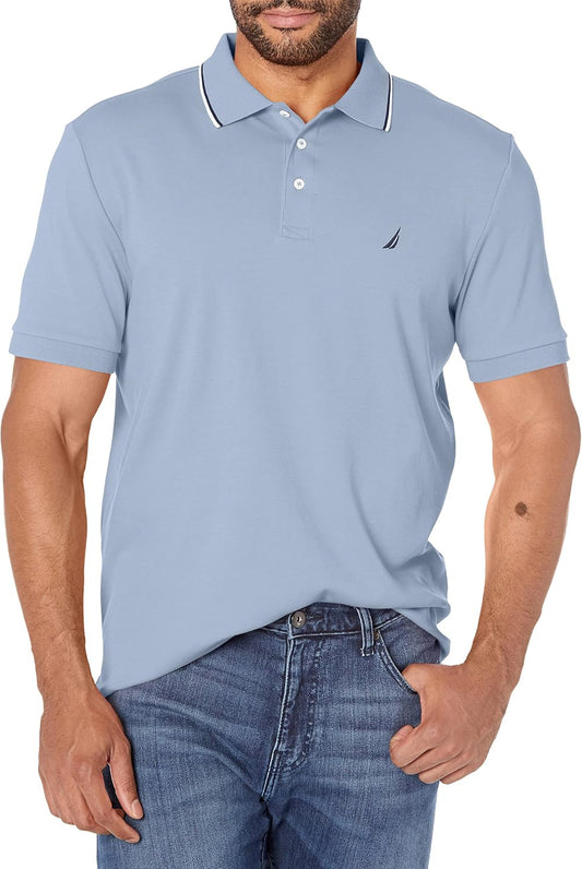 HOTNautica Men's Classic Fit Short Sleeve Dual Tipped Collar Polo Shirt