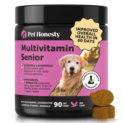 HOT10-in-1 Dog Multivitamin Supplement with Glucosamine & Probiotics - Hip & Joint Support, Digestive Health, Immune Support, Heart & Skin - All-in-One Daily Vitamins & Omega-3s (Peanut Butter, 90 ct)