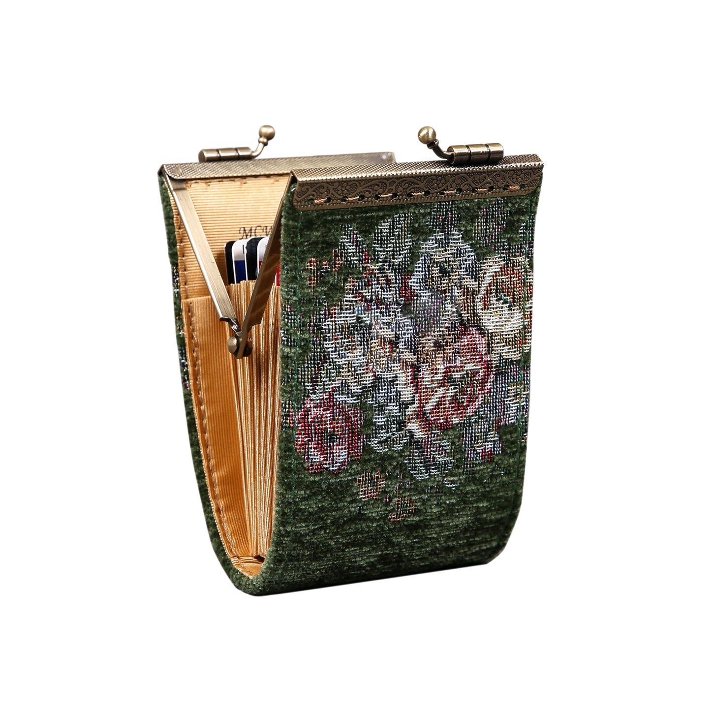 HOTAngelina's Palace Carpet Wallet Vintage Kiss Lock ID Pouch,Clasp Card Holder